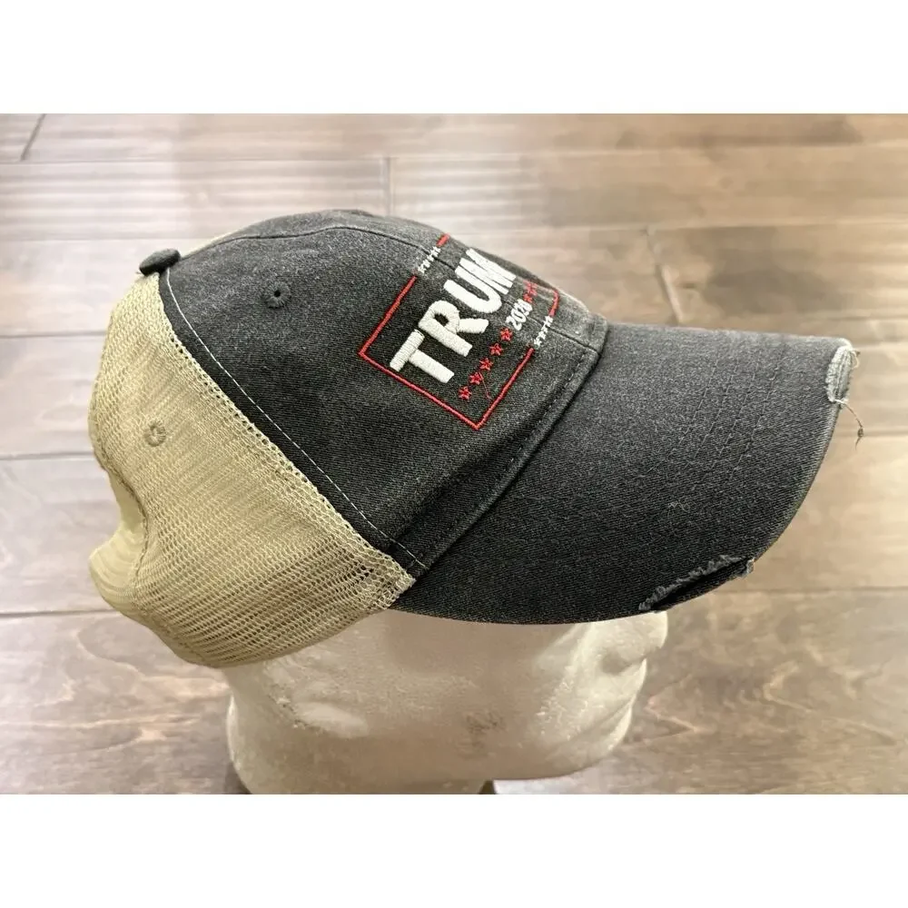 Trump 2020 Mens Gray Distressed Adjustable SnapBack Trucker Mesh Hat Cap Adams